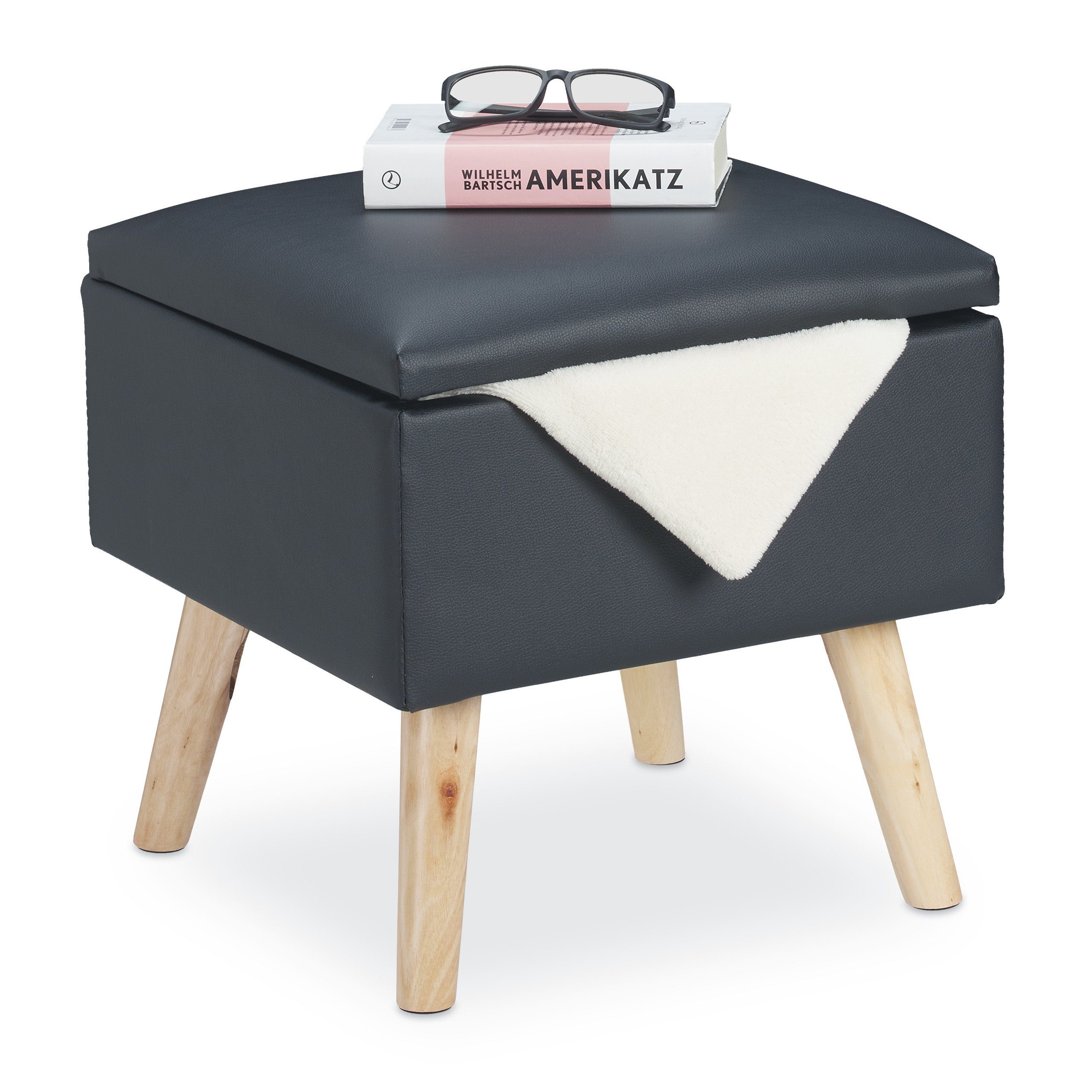 relaxdays Stauraumhocker Sitzhocker mit Stauraum Kunstleder, günstig online kaufen