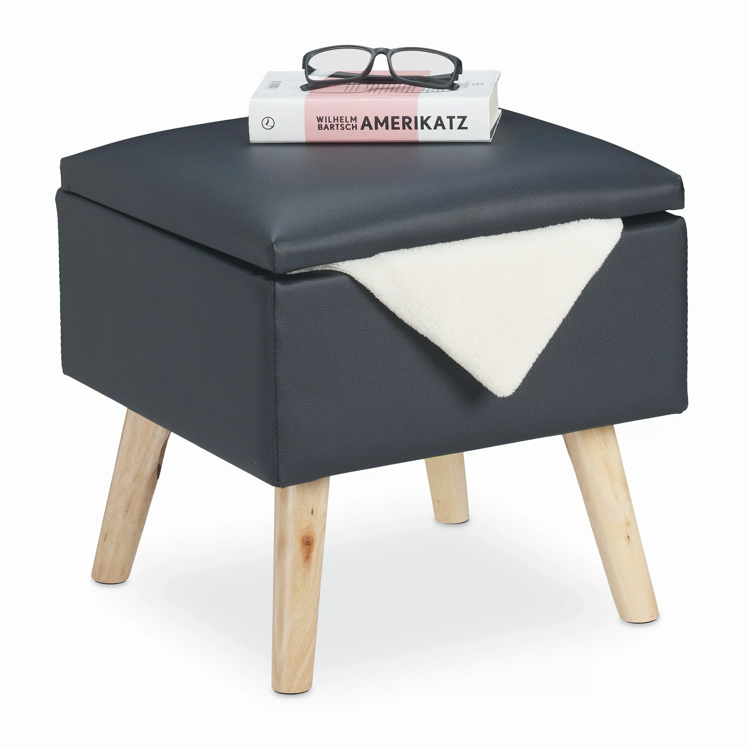 relaxdays Stauraumhocker Sitzhocker mit Stauraum Kunstleder, günstig online kaufen