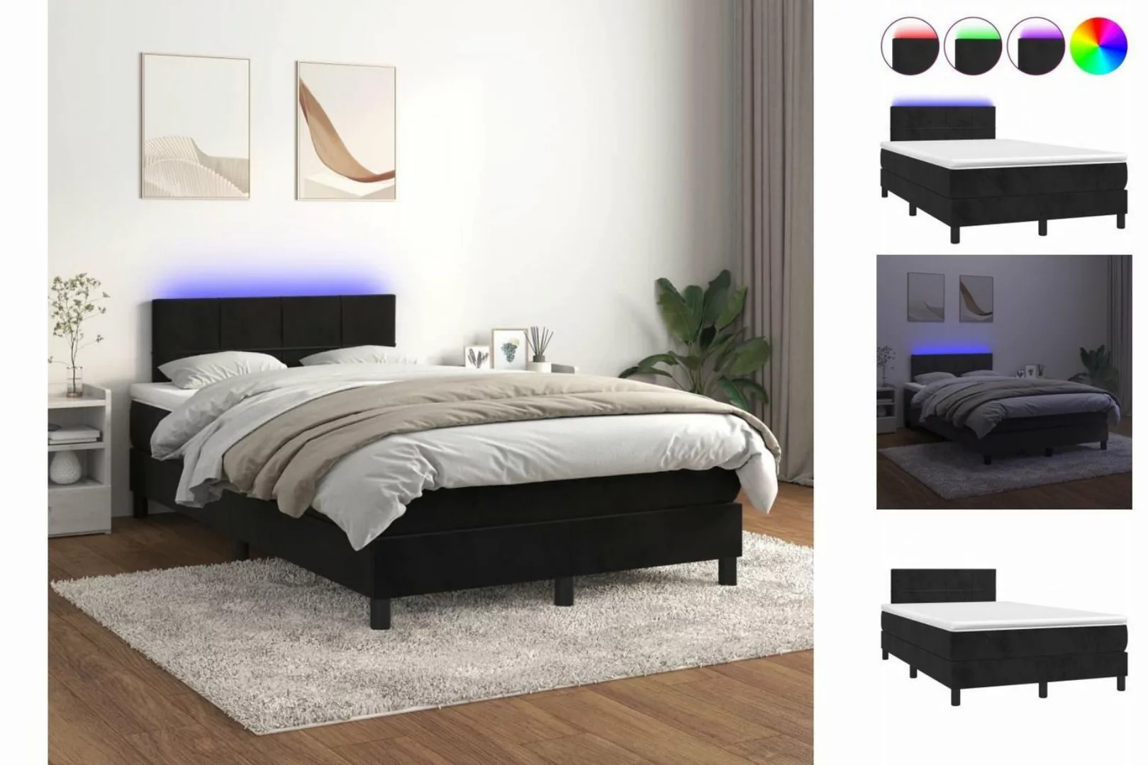 vidaXL Boxspringbett Bett Boxspringbett mit Matratze & LED Samt (120 x 200 günstig online kaufen