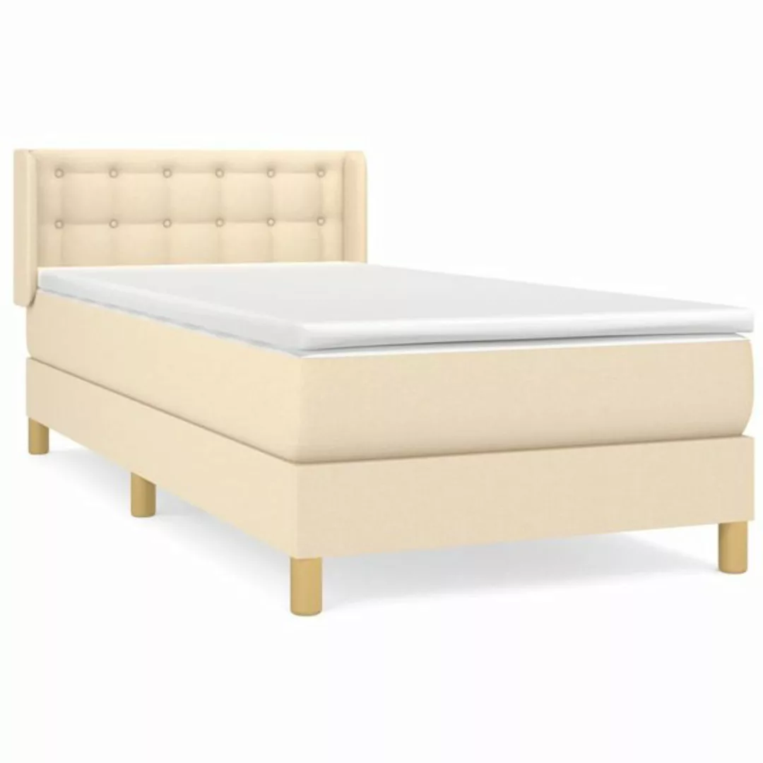 vidaXL Boxspringbett Boxspringbett mit Matratze Creme 100x200 cm Stoff Bett günstig online kaufen