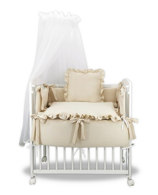 hopsibaby Beistellbett Stubenwagen Musselin Beige Babybett Zustellbett Baby günstig online kaufen