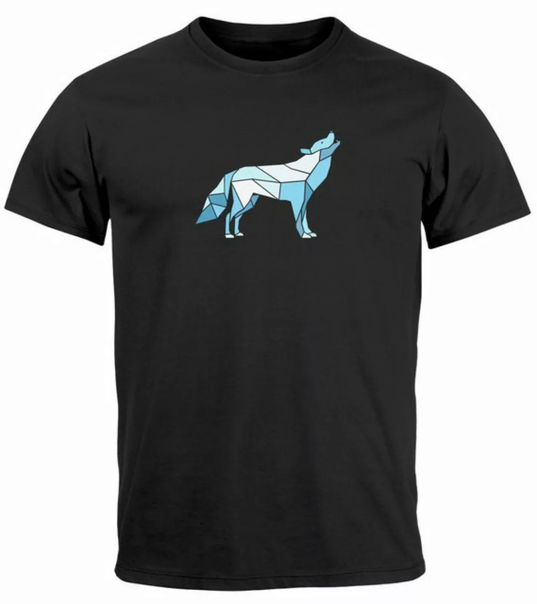 Neverless Print-Shirt Herren T-Shirt Bedruckt Polygon Grafik Wolf Outdoor F günstig online kaufen