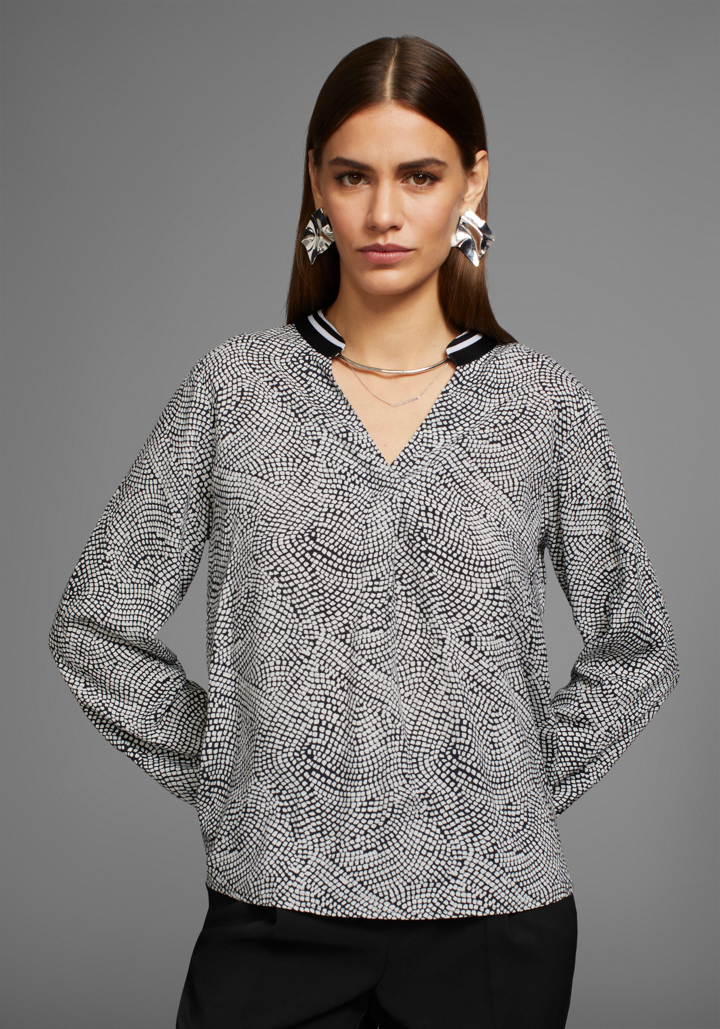 HECHTER PARIS Druckbluse mit Kontrastkragen günstig online kaufen