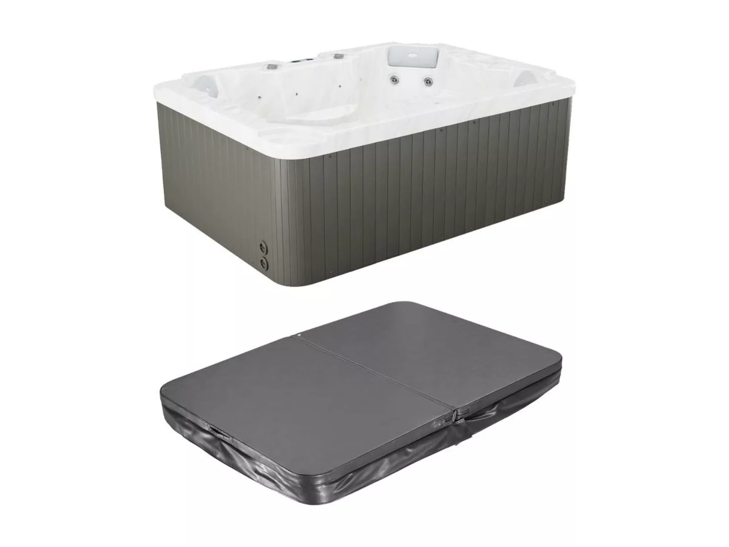 Whirlpool 4 Plätze mit Abdeckung - Perlweiß - 16 Düsen - 210 x 152 x 76 cm günstig online kaufen