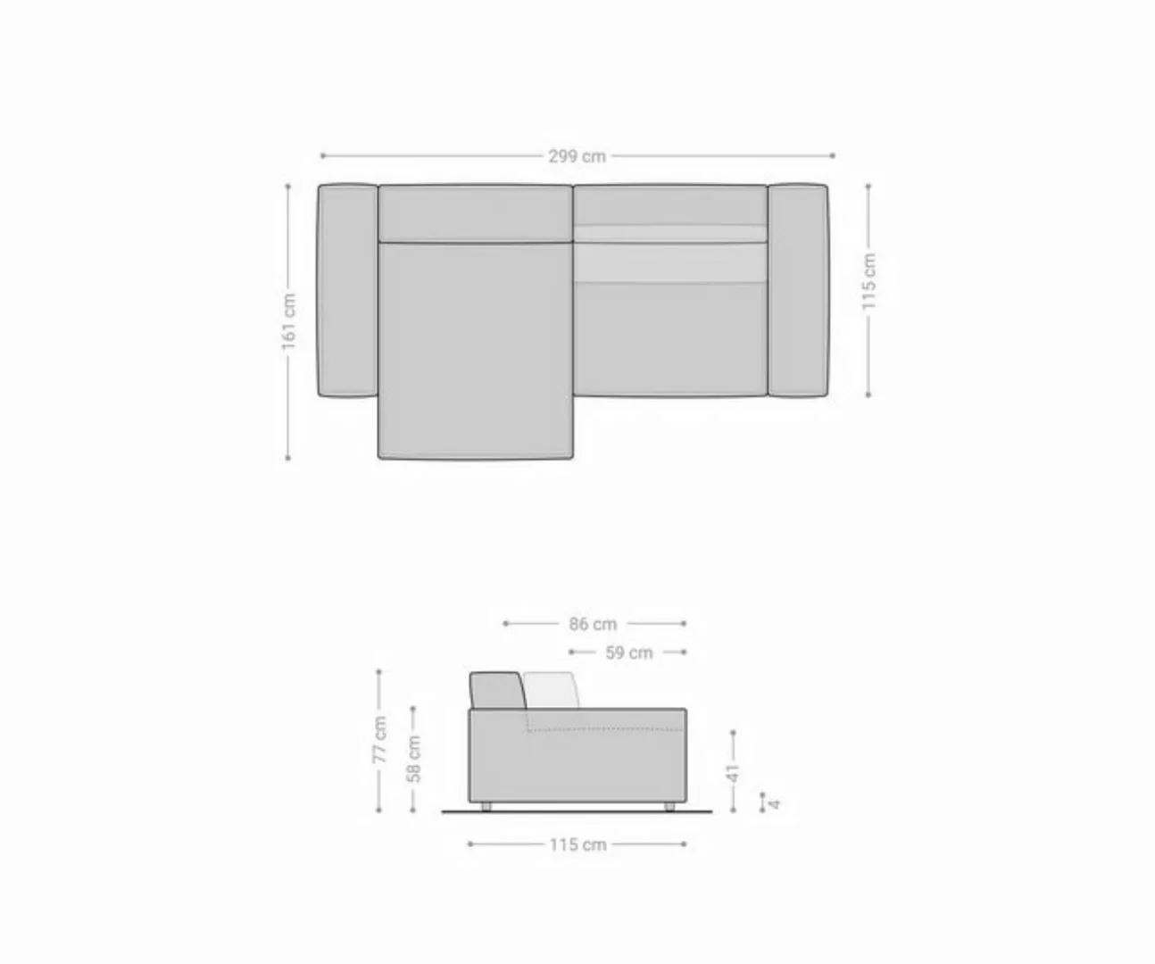 DELIFE Ecksofa Lazaro, Samt Olive 300x160 cm Ottomane links mit Rückentiefe günstig online kaufen