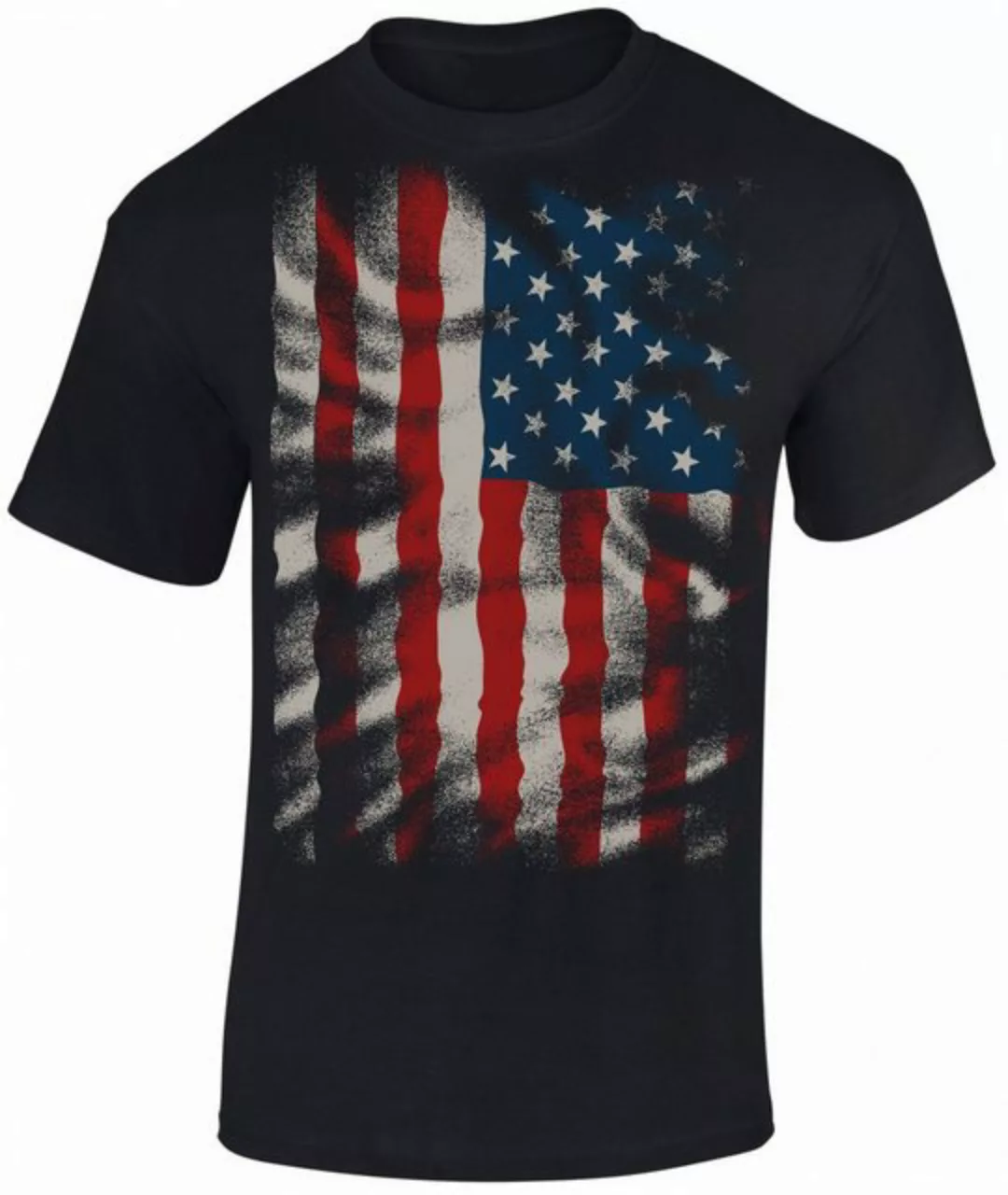 Baddery Print-Shirt T-Shirt: "Stars and Stripes" - Flow Design - USA Flagge günstig online kaufen