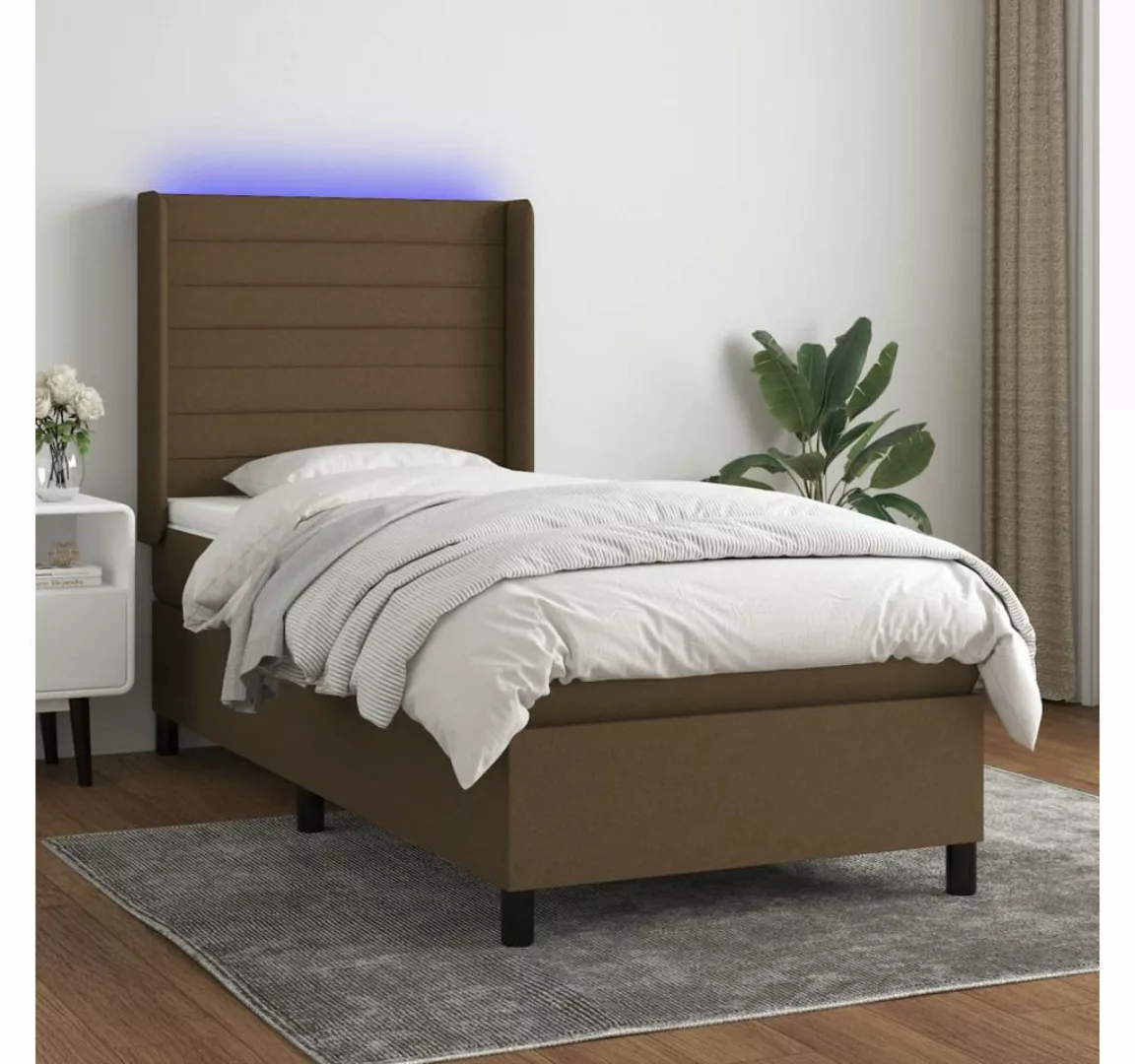 vidaXL Boxspringbett Boxspringbett mit Matratze und LED Stoff (90 x 190 cm, günstig online kaufen