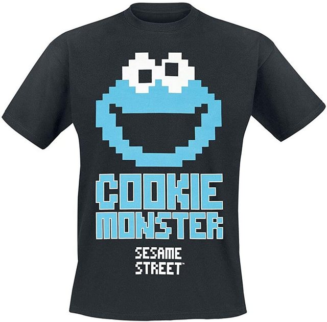 Sesamstrasse Print-Shirt Cookie Monster T-Shirt Schwarz-Blau Sesamstreet He günstig online kaufen