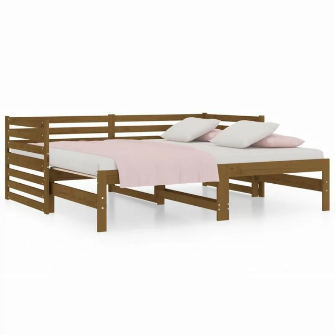 vidaXL Gästebett Tagesbett Ausziehbar Honigbraun 2x90x190 cm Massivholz Kie günstig online kaufen