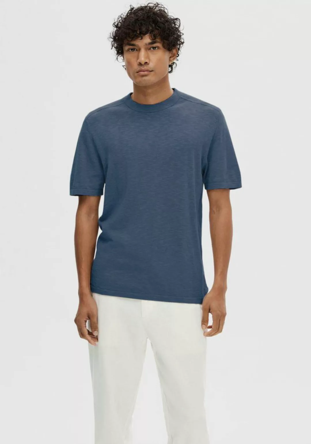 SELECTED HOMME Kurzarmshirt SLHBERG LINEN SS KNIT TEE NOOS günstig online kaufen