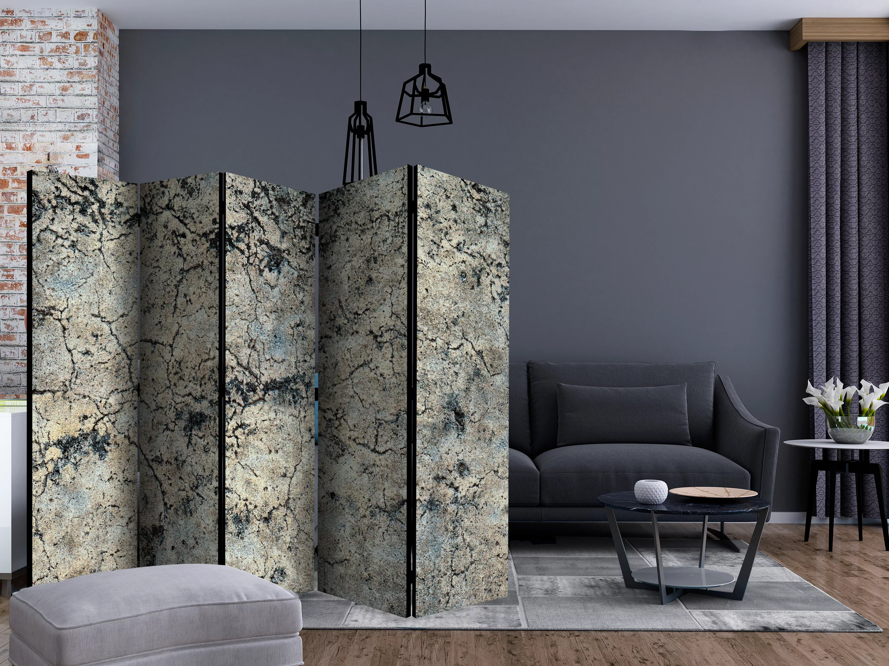 5-teiliges Paravent - Cracked Stone Ii [room Dividers] günstig online kaufen