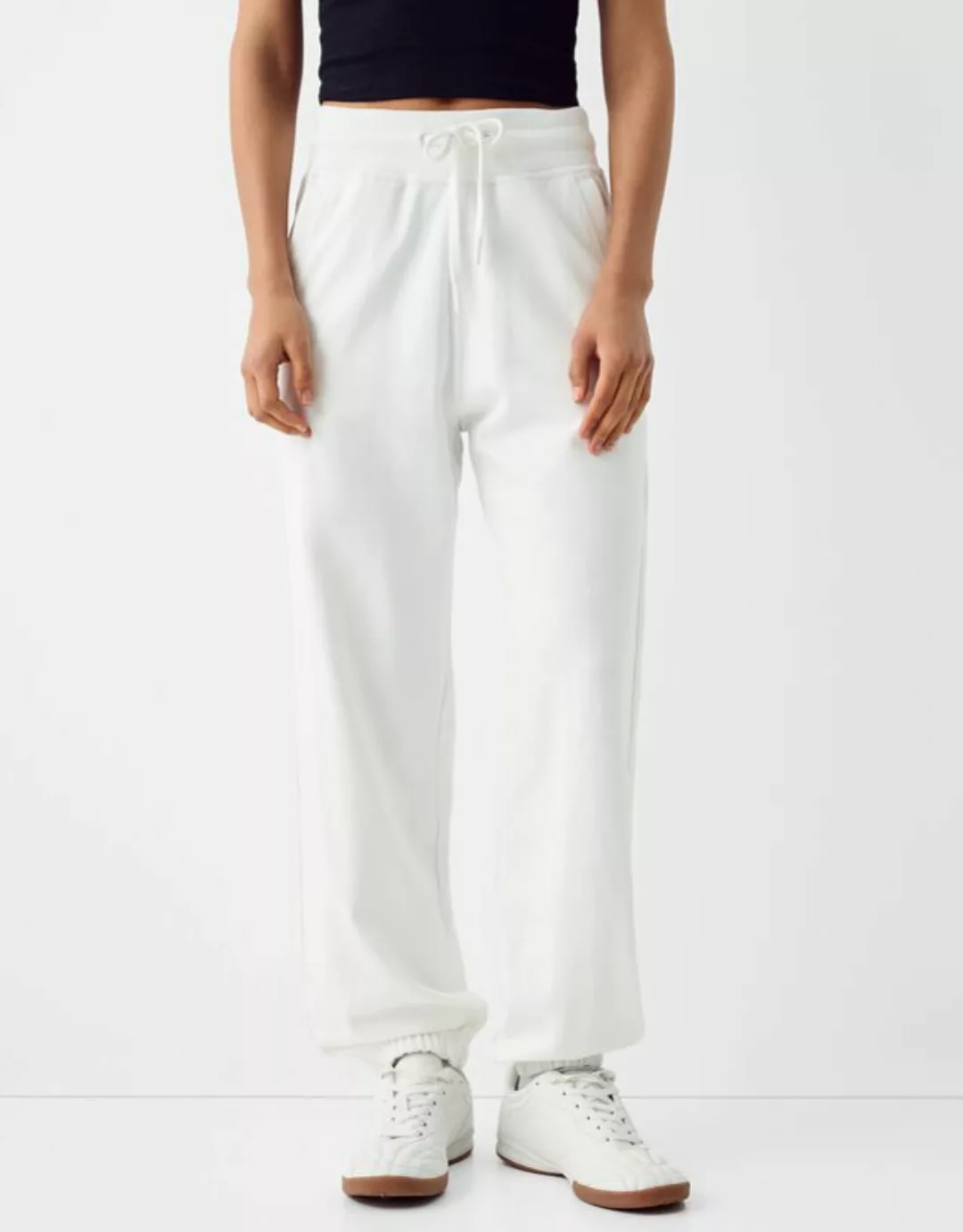 Bershka Joggerhose Aus Plüsch Damen M Grbrochenes Weiss günstig online kaufen