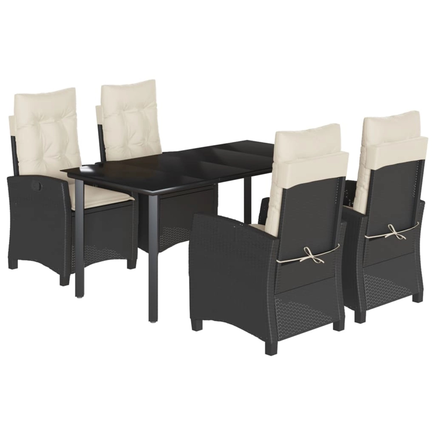 vidaXL 5-Tlg Garten-Essgruppe mit Kissen Schwarz Poly Rattan 3212736 günstig online kaufen