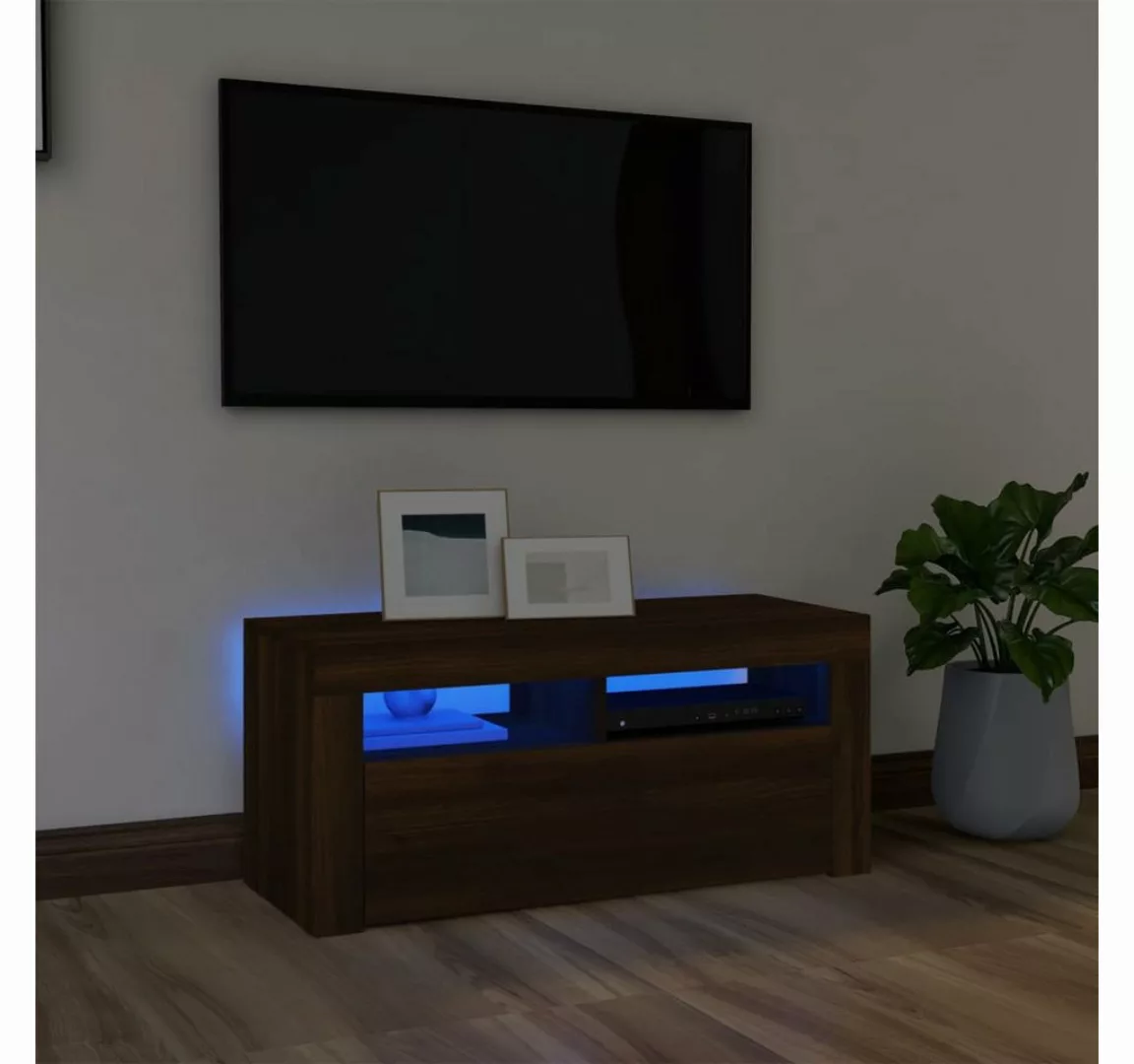 vidaXL TV-Schrank TV-Schrank mit LED Leuchten Braun Eichen-Optik 90x35x40 c günstig online kaufen