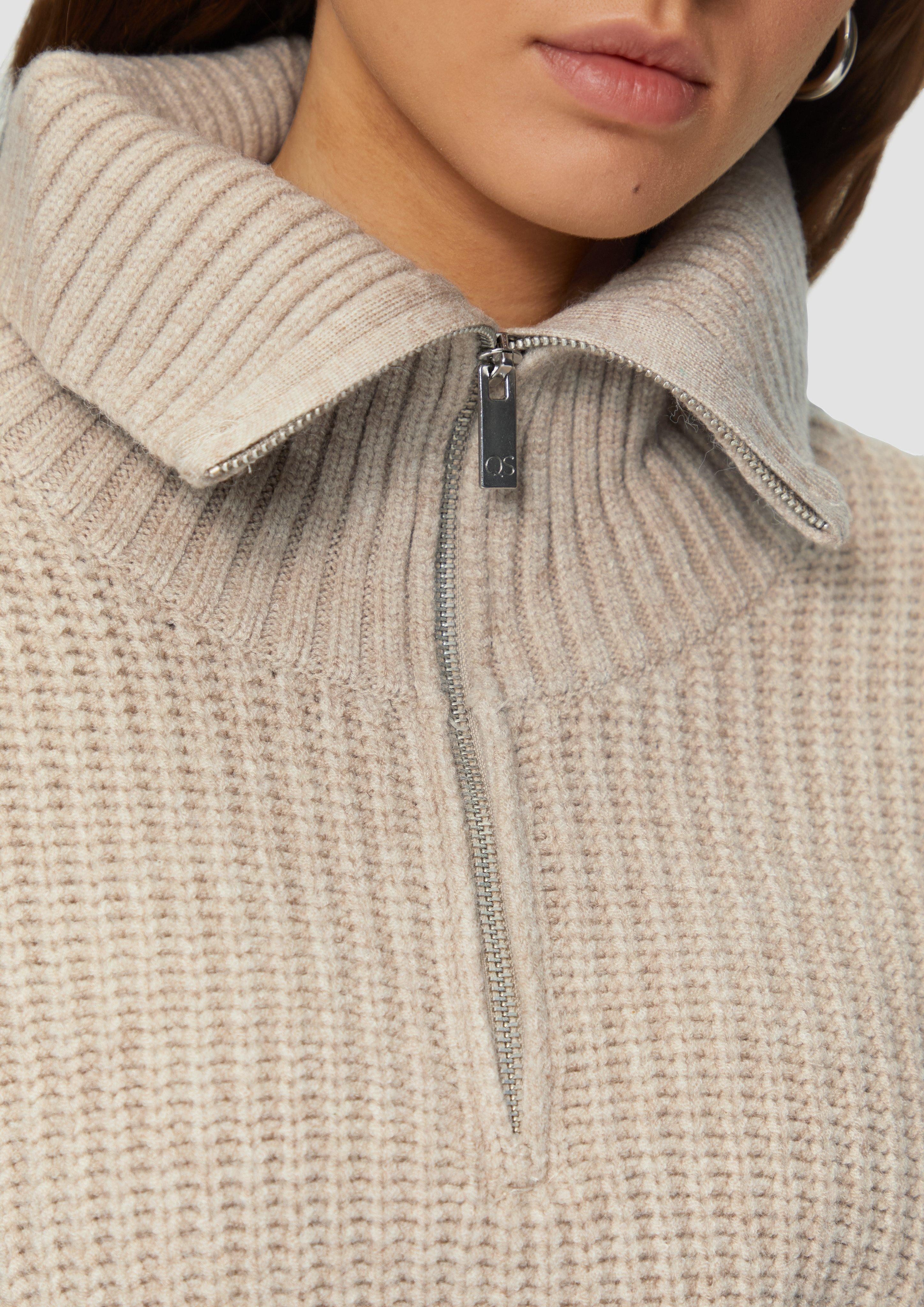 QS Strickpullover Strickpullover mit Troyer-Kragen Reißverschluss günstig online kaufen