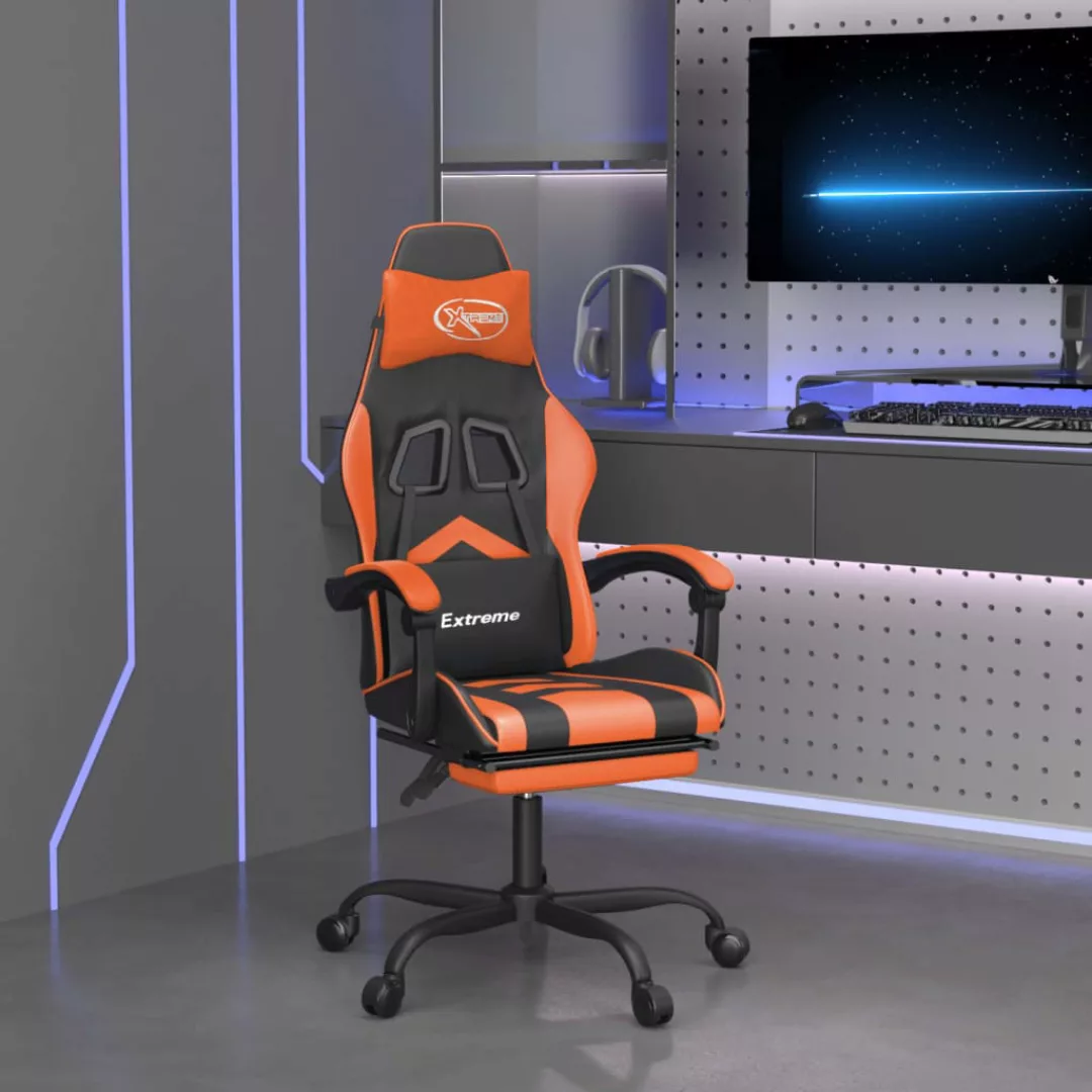 Vidaxl Gaming-stuhl Mit Fußstütze Schwarz Und Orange Kunstleder günstig online kaufen