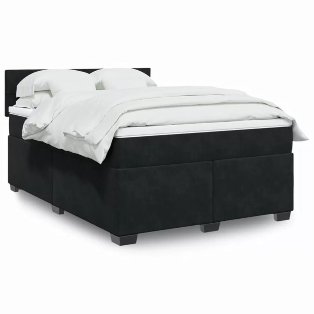 vidaXL Boxspringbett, Boxspringbett mit Matratze Schwarz 140x200 cm Samt günstig online kaufen