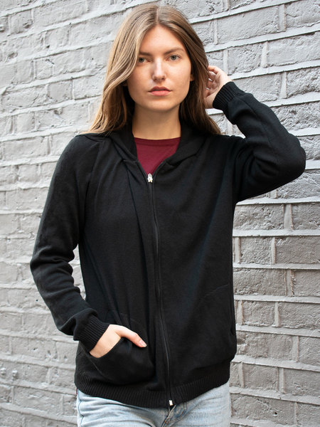 Lounge Knit Hoodie Schwarz Stricken Damen günstig online kaufen