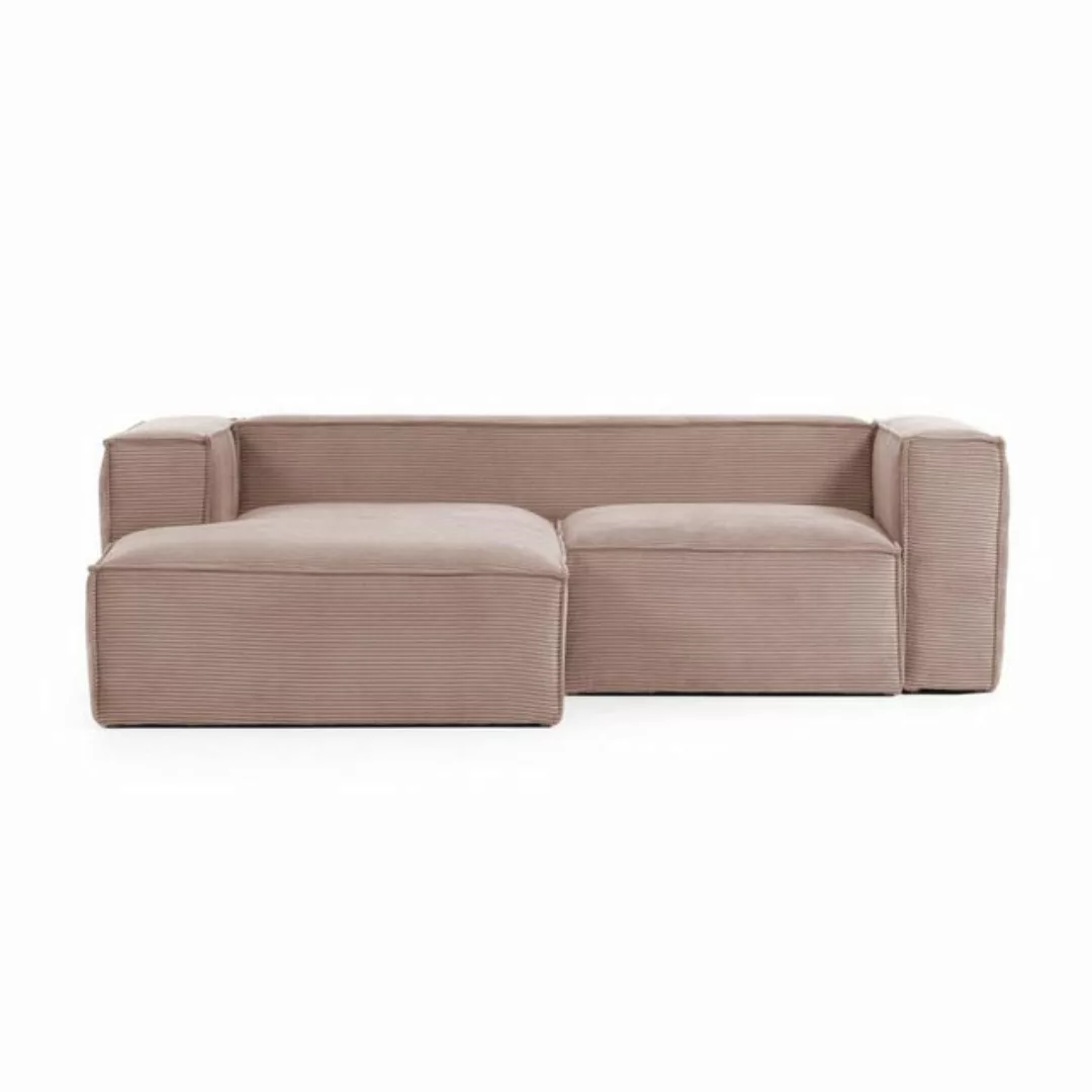 Natur24 Sofa Sofa Blok 2-Sitzer mit Longchair links rosa 240cm Couch günstig online kaufen