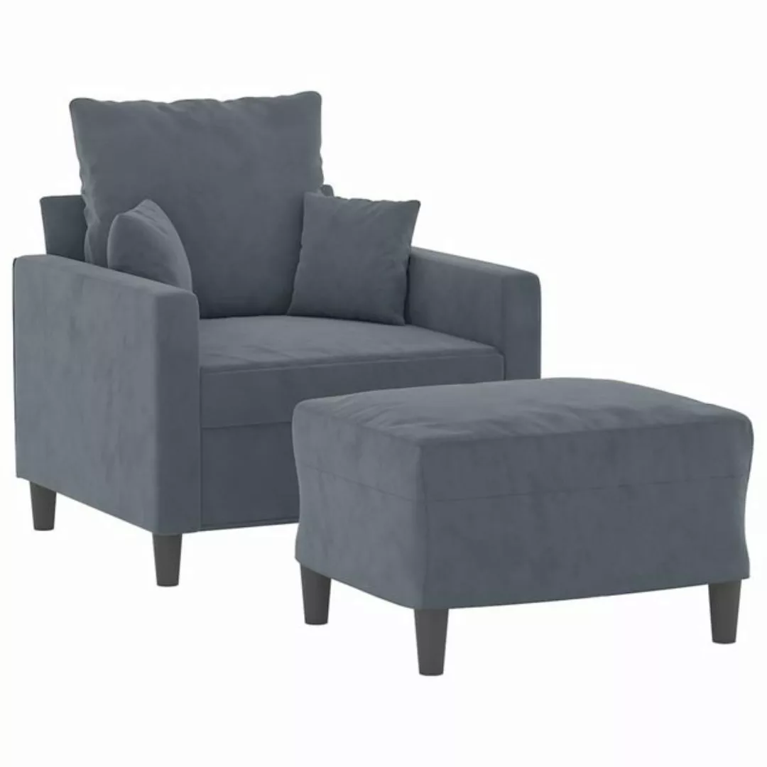 vidaXL Sofa Sessel mit Hocker Dunkelgrau 60 cm Samt günstig online kaufen