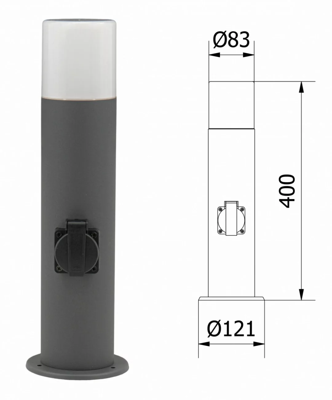 Standleuchte Corta 40cm + Steckdose IP44 E27 günstig online kaufen