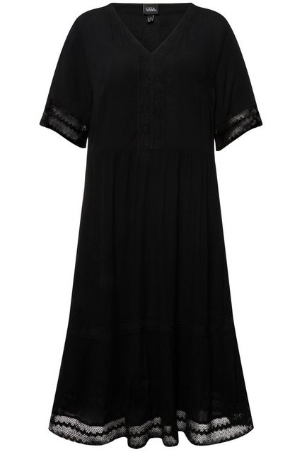 Ulla Popken Sommerkleid Tunika-Midikleid Spitze A-Linie V-Ausschnitt günstig online kaufen