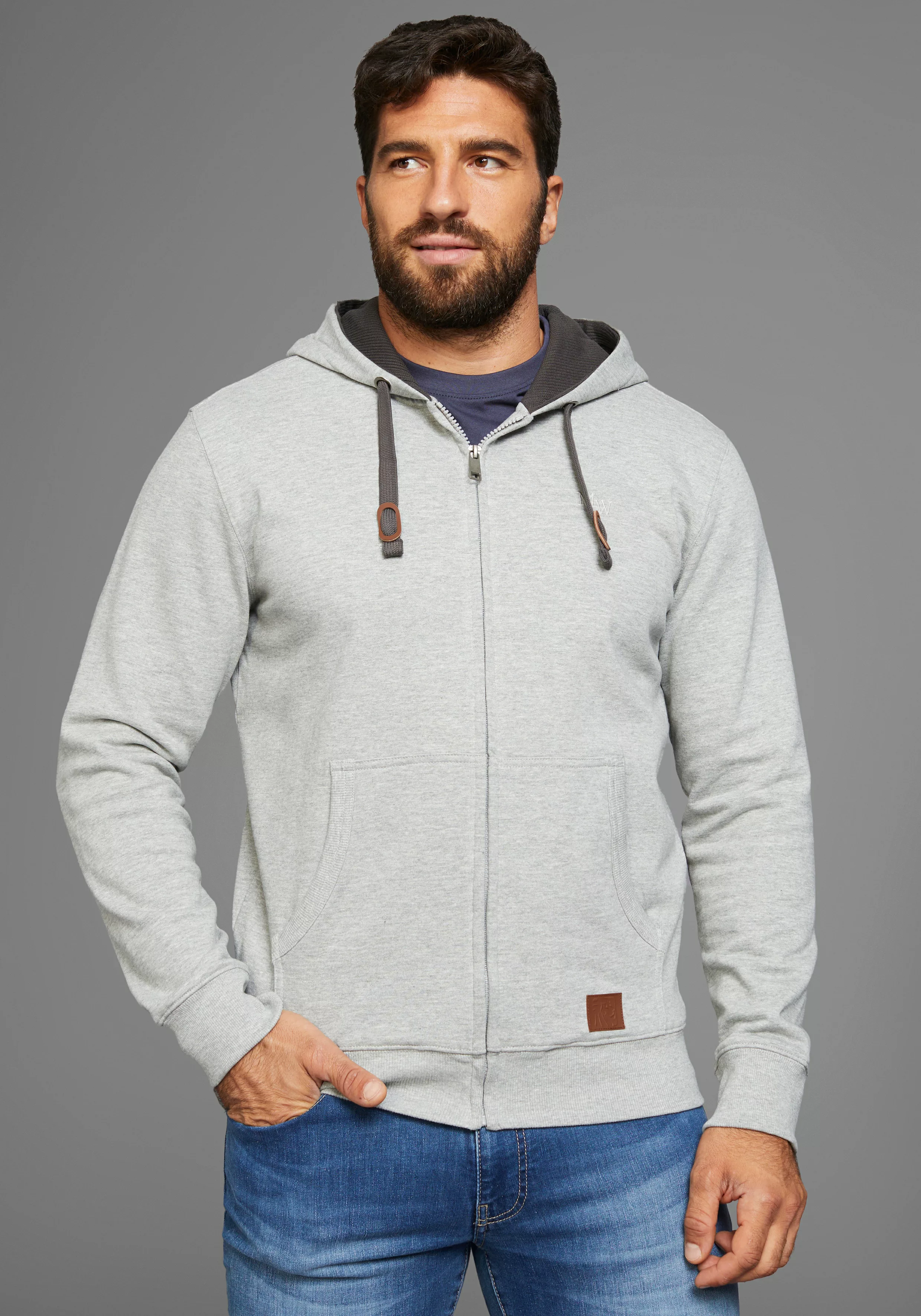 Mans World Kapuzensweatjacke, mit kontrastfarbigem Innenfutter günstig online kaufen