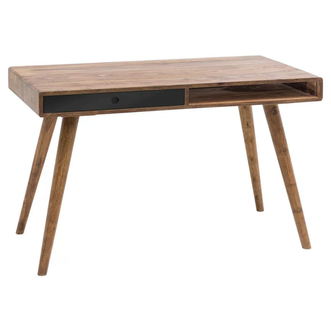 Schreibtisch REPA schwarz 120 x 60 x 75 cm Massiv Holz Laptoptisch Sheesham günstig online kaufen