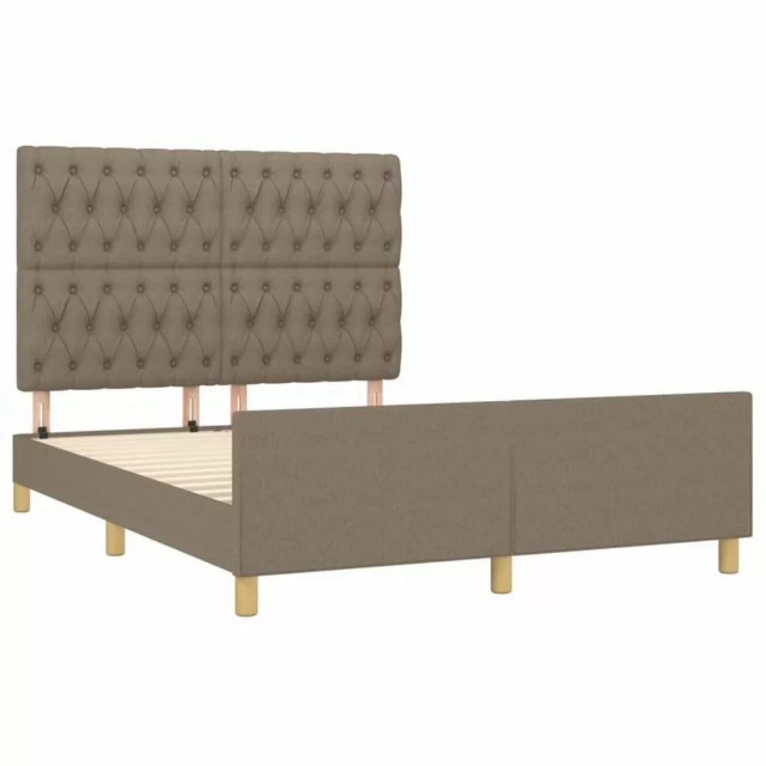 vidaXL Bettgestell Bettrahmen mit Kopfteil Taupe 140x200 cm Stoff Bett Bett günstig online kaufen