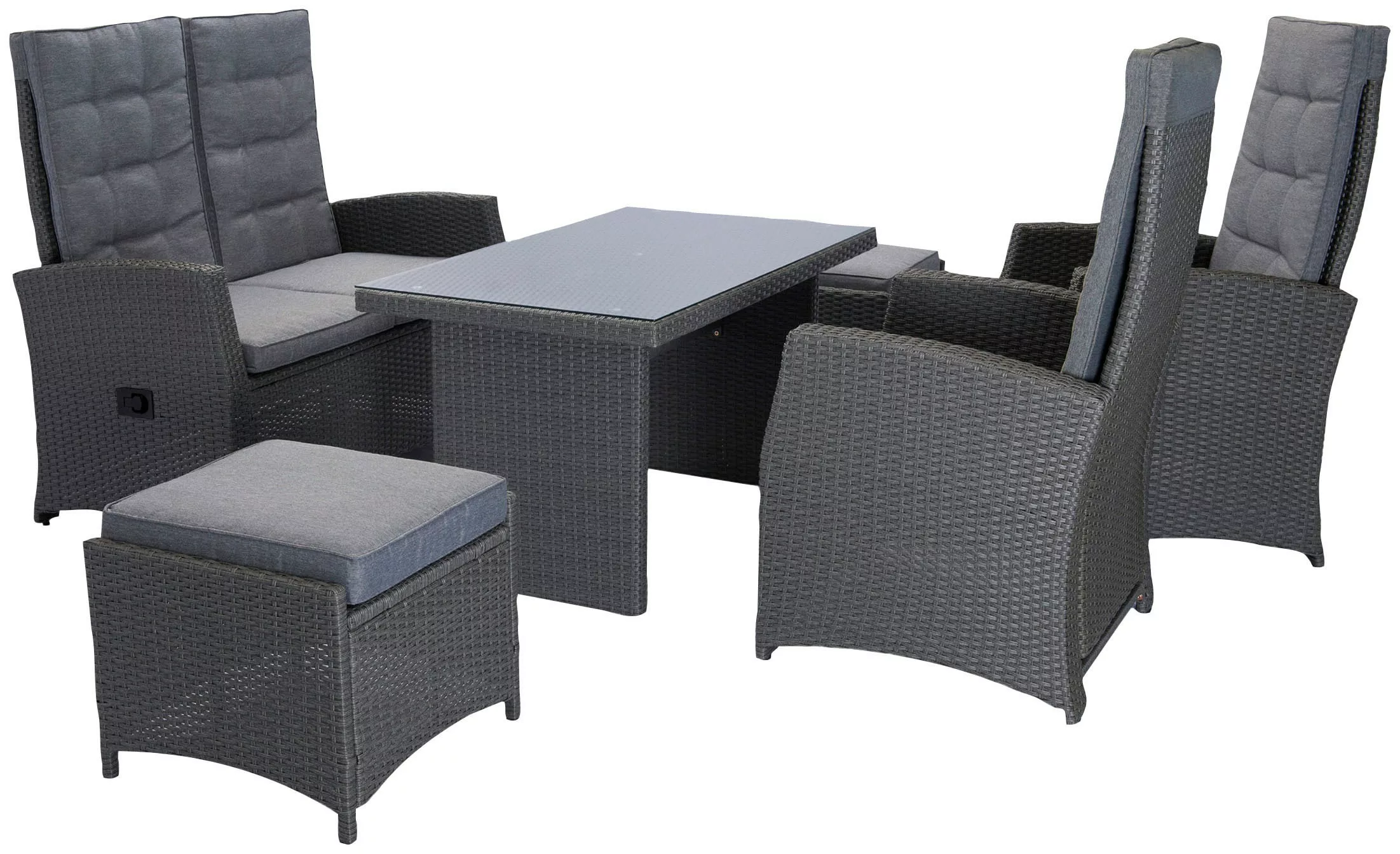 KONIFERA Gartenlounge-Set "Paris", (Set, 12 tlg., 2x Sessel, 2x Hocker, 2er günstig online kaufen