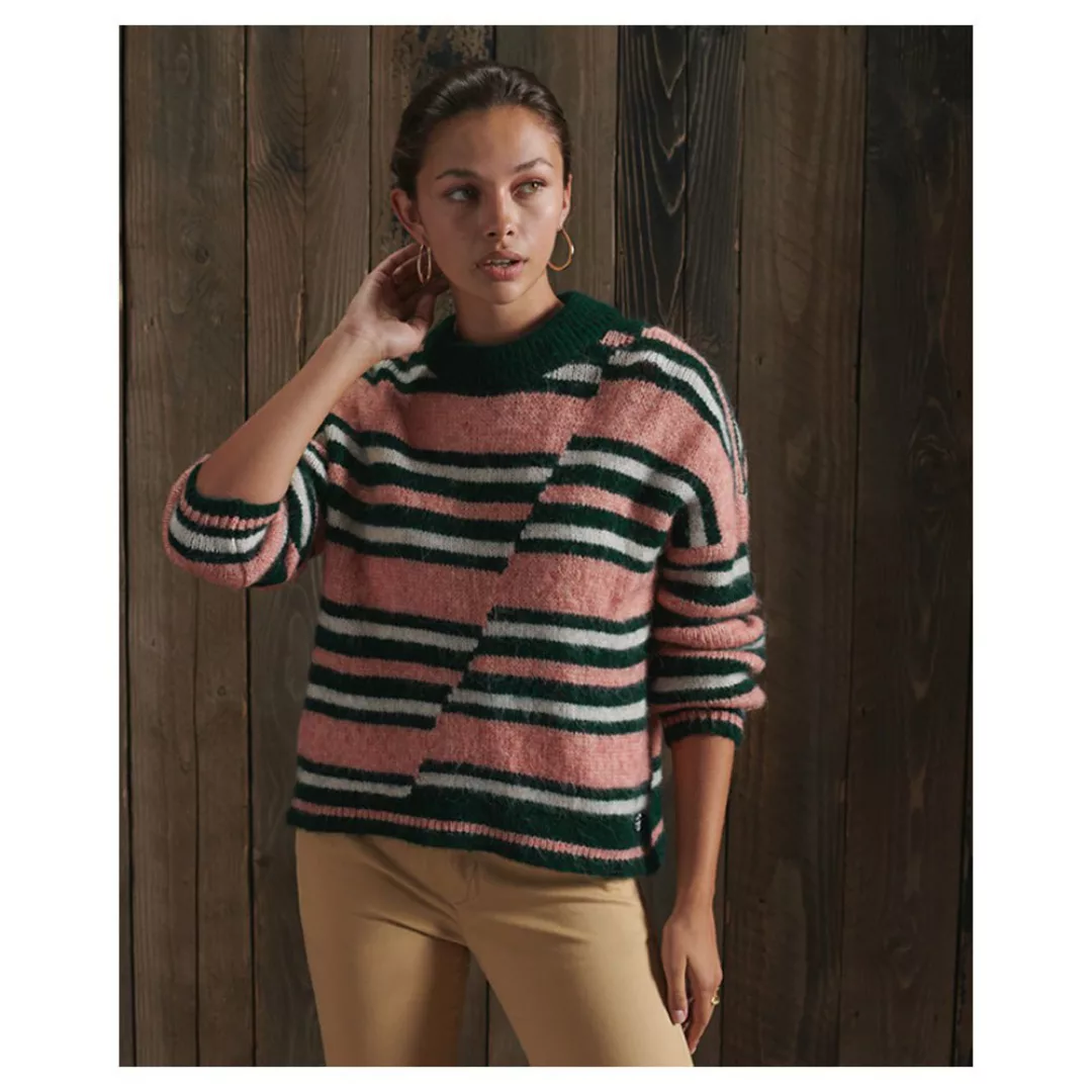 Superdry Chunky Mismatched Stripe Pullover S Burlington Green Stripe günstig online kaufen