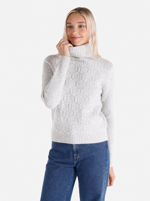 Colins Strickpullover Slim Fit Rollkragenpullover für Damen in Grau Cl10660 günstig online kaufen