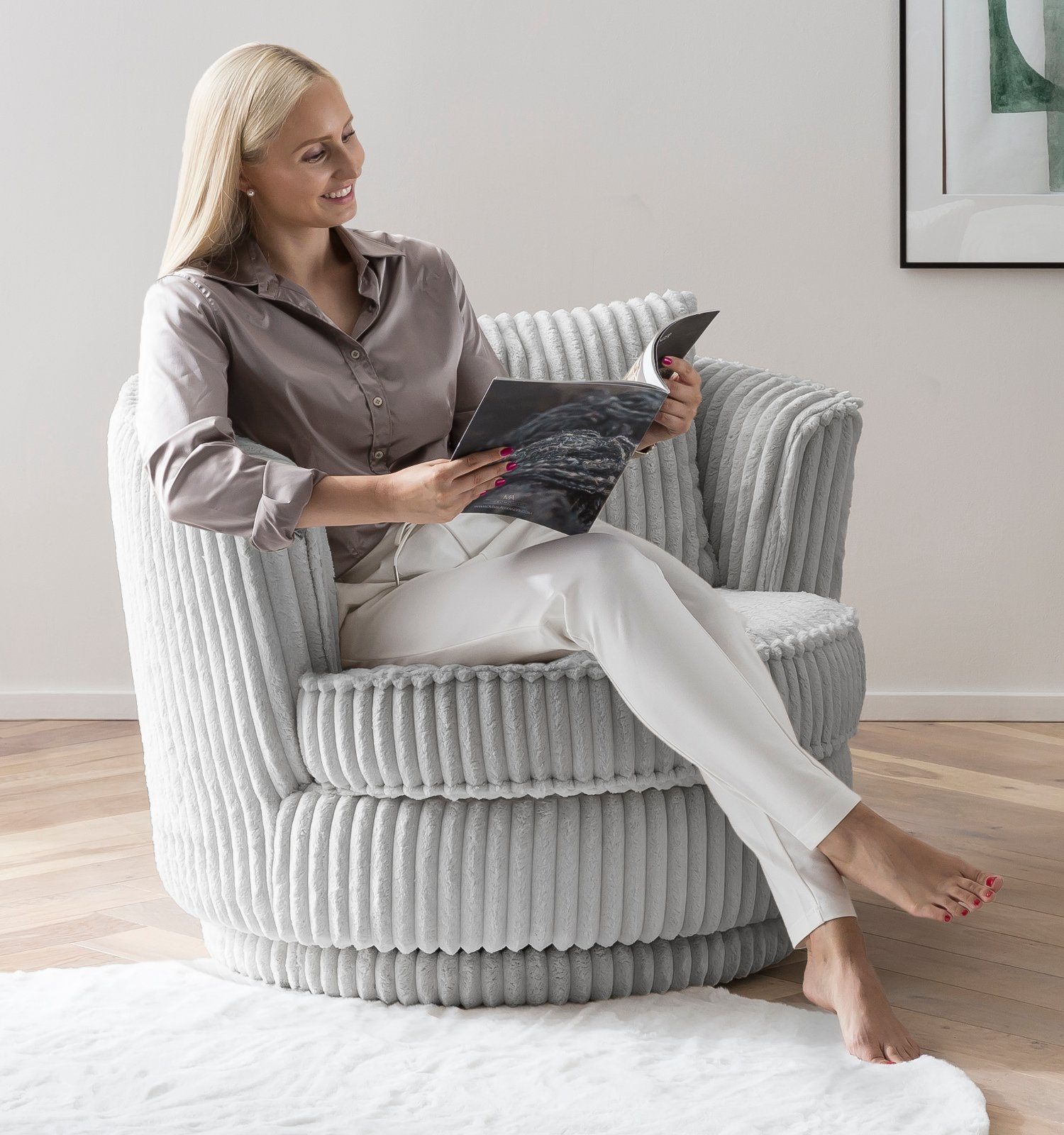 Furn.Design Loveseat Comfy (Komfortsessel in hellgrau günstig online kaufen