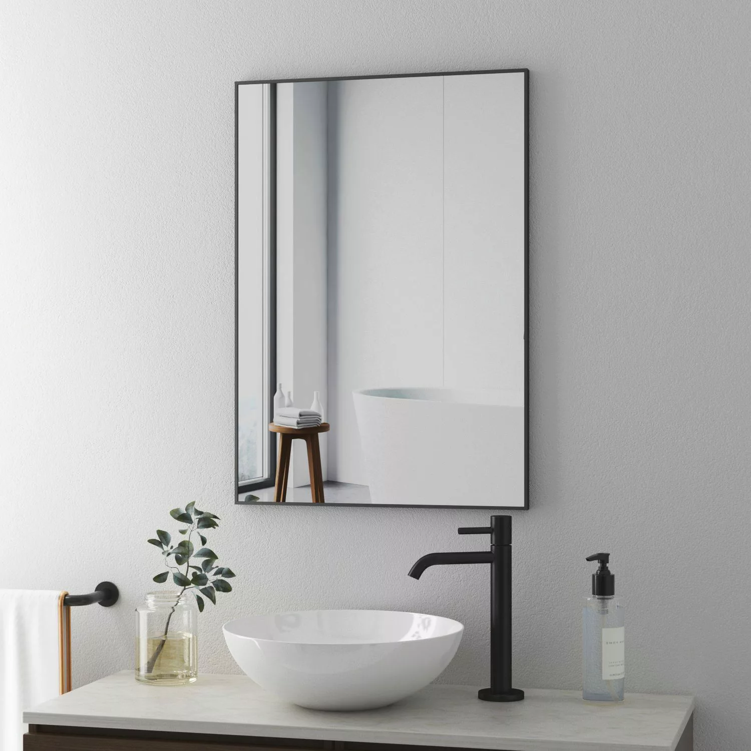 Boromal Badspiegel Wandspiegel Spiegel Schwarz 100x60 günstig online kaufen