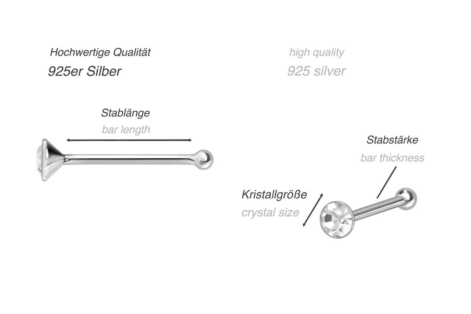 PIERCINGLINE Nasenpiercing 925er Silber Nasenstecker Pin günstig online kaufen