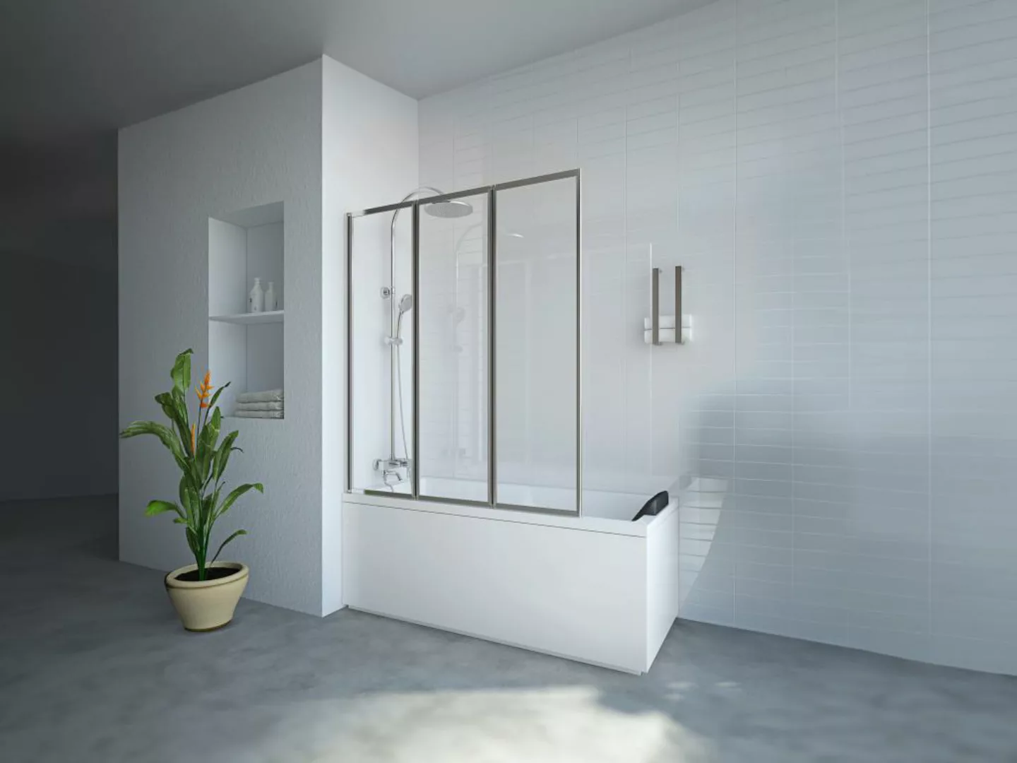 Duschtrennwand Badewanne klappbar - Metall - Chromfarben - 120 x 140 cm - D günstig online kaufen