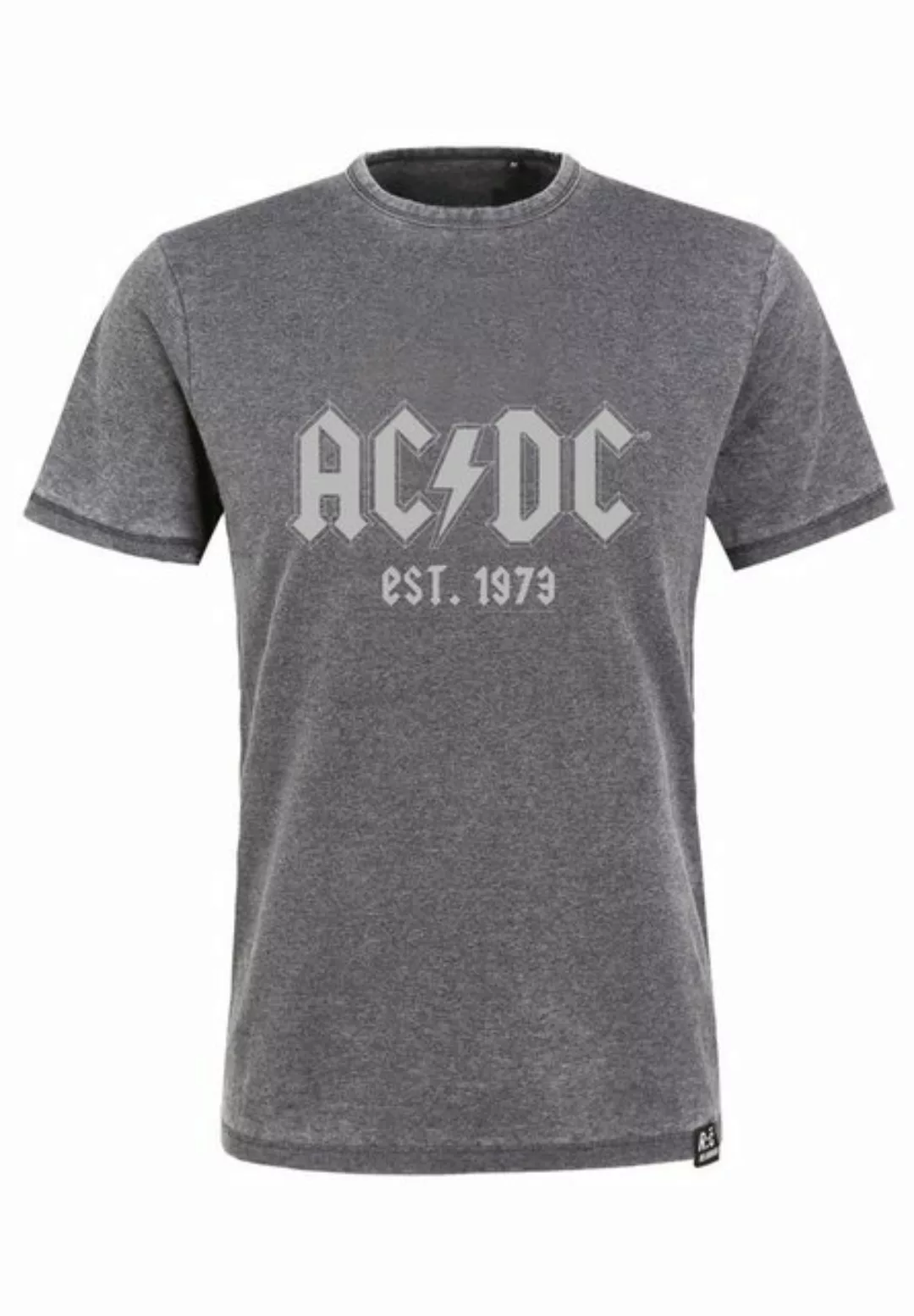 Recovered T-Shirt ACDC Est 1973 Washed Grey GOTS zertifizierte Bio-Baumwoll günstig online kaufen