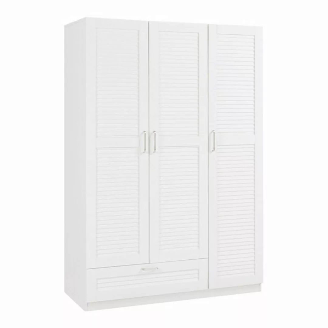 en.casa Kleiderschrank »Finning« 2 Stangen, 7 Fächer, 1 Schublade 176x120x5 günstig online kaufen