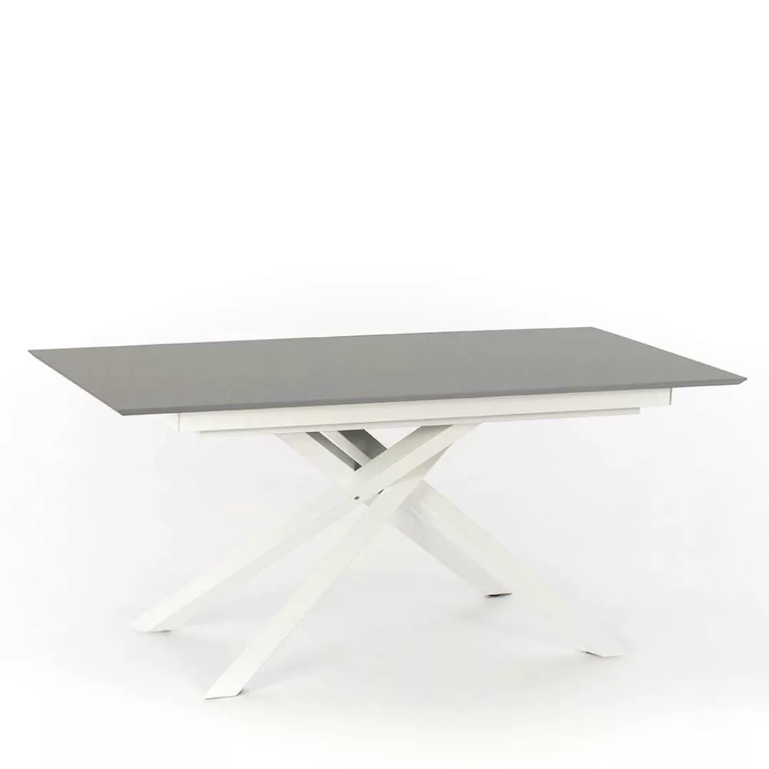 Esszimmer Tisch in Weiß und Hellgrau Kopfauszug günstig online kaufen