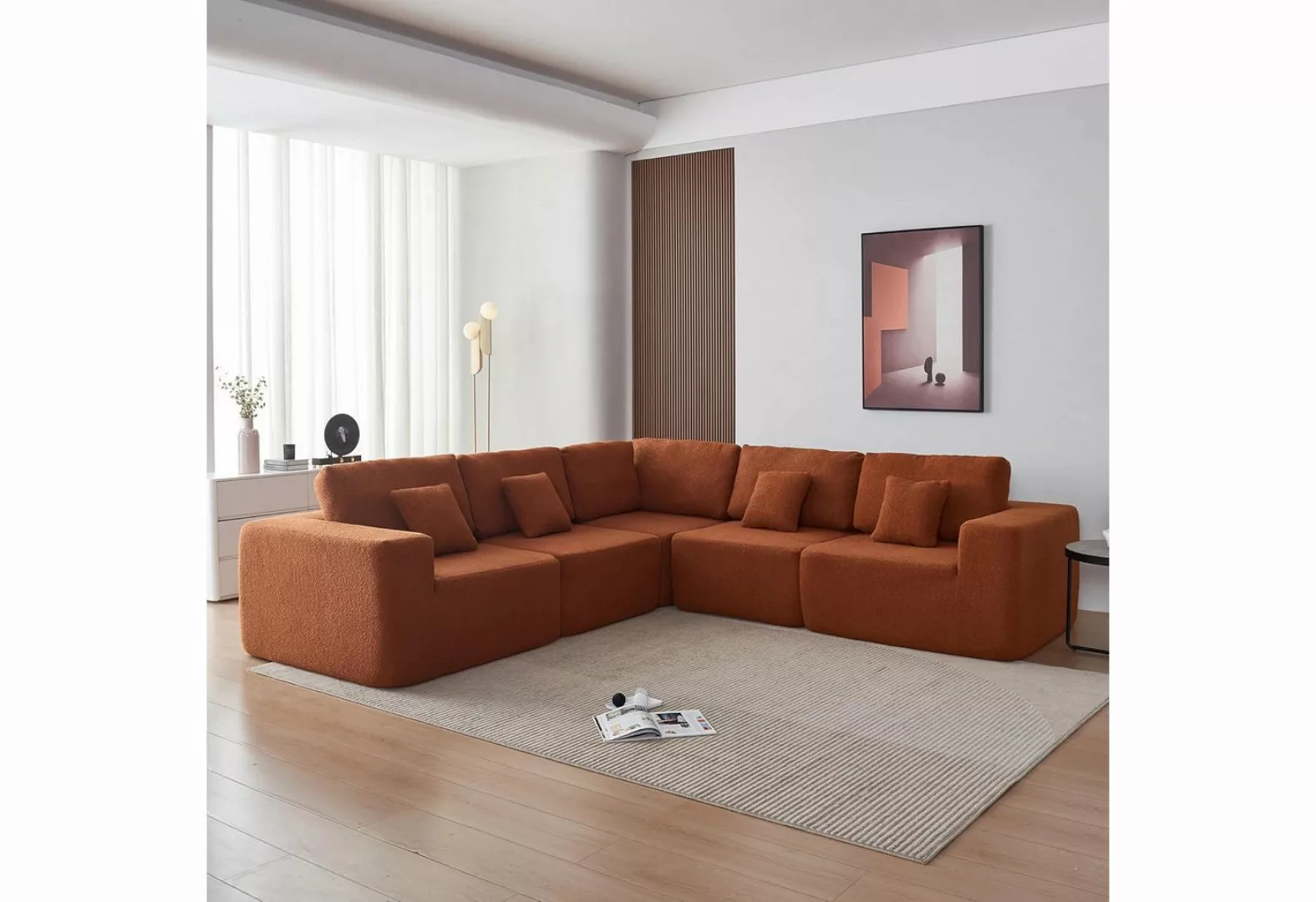 MODFU Ecksofa 5-Sitzer Sofa, Polstersofa, Sofa 5 Teile, übergroßes Ecksofa günstig online kaufen