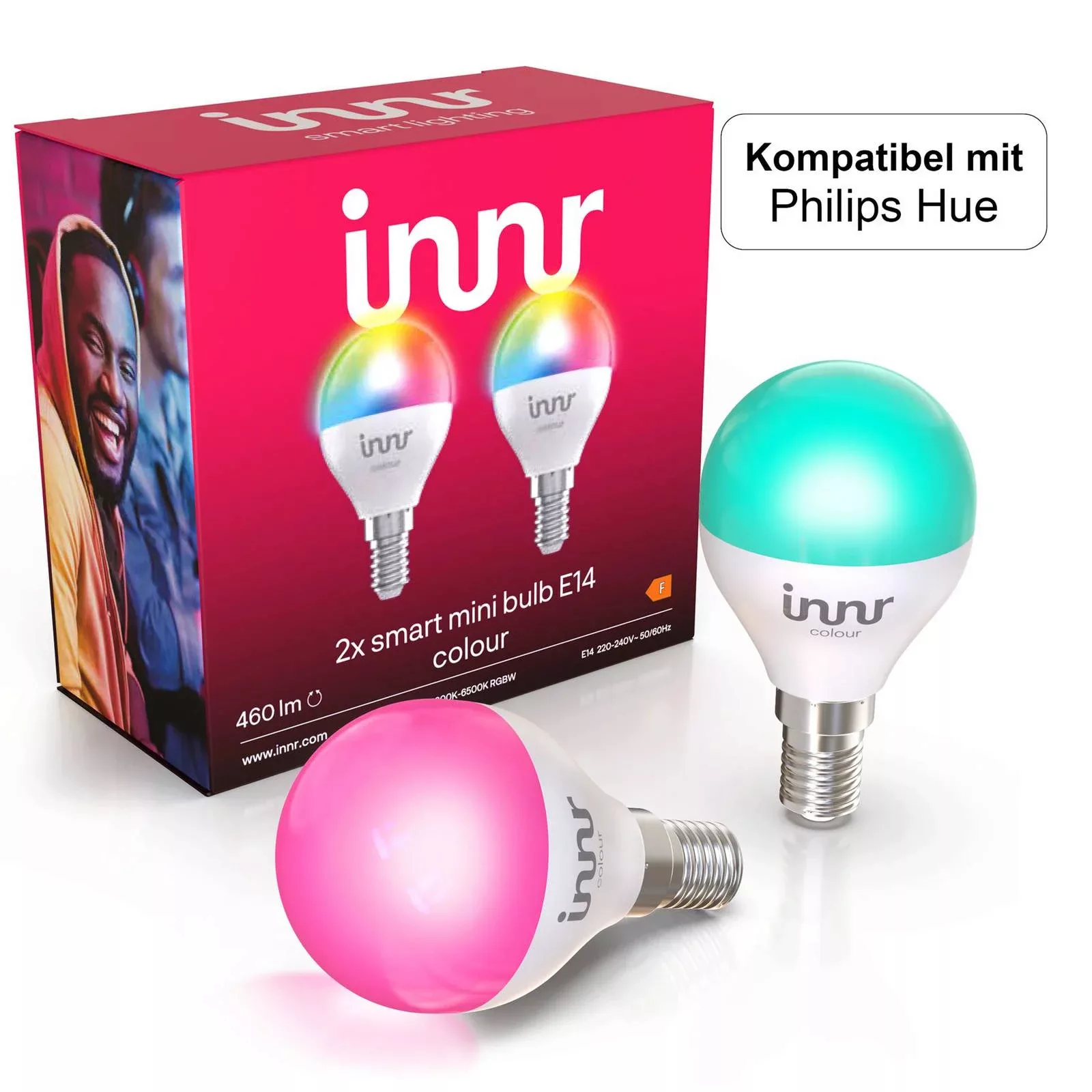 Innr LED-Leuchtmittel Smart Mini Bulb E14 4,8W RGBW 460lm 2x günstig online kaufen