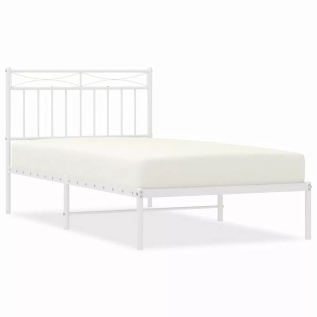 vidaXL Bett Bettgestell mit Kopfteil Metall Weiß 100x190 cm günstig online kaufen