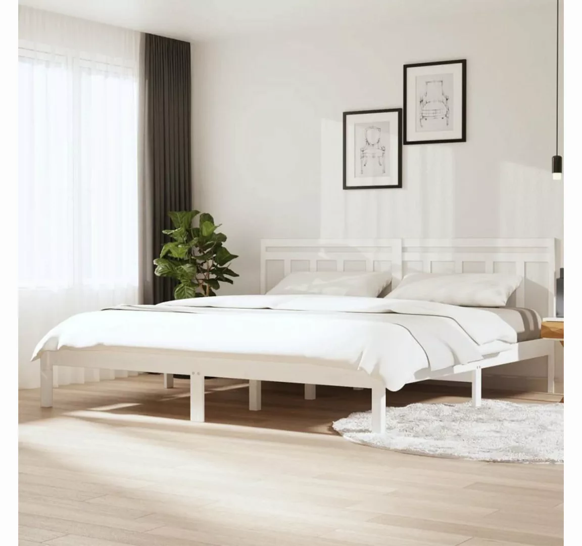 furnicato Bett Massivholzbett Weiß Kiefer 200x200 cm günstig online kaufen