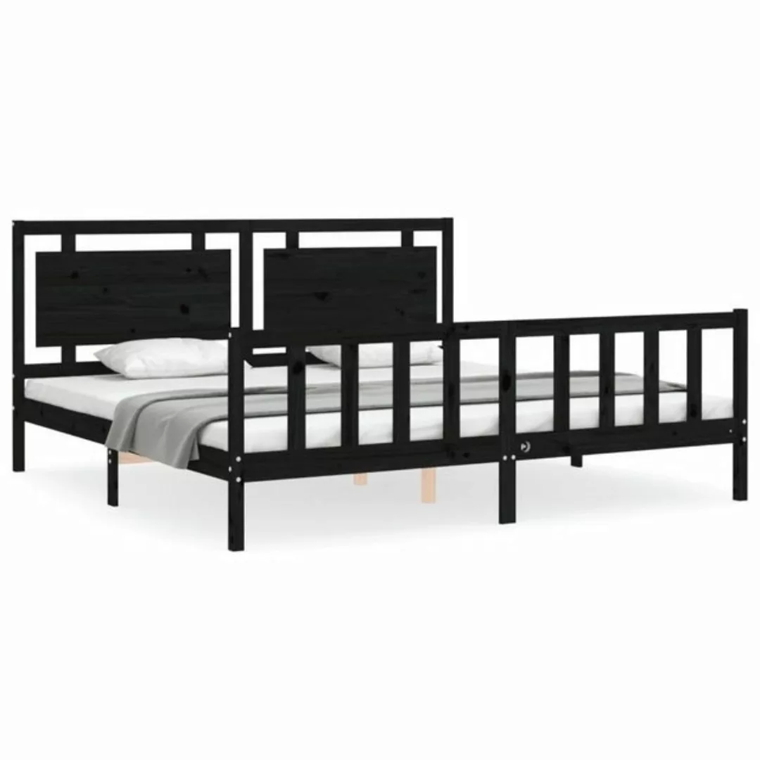 furnicato Bett Massivholzbett mit Kopfteil Schwarz 200x200 cm günstig online kaufen