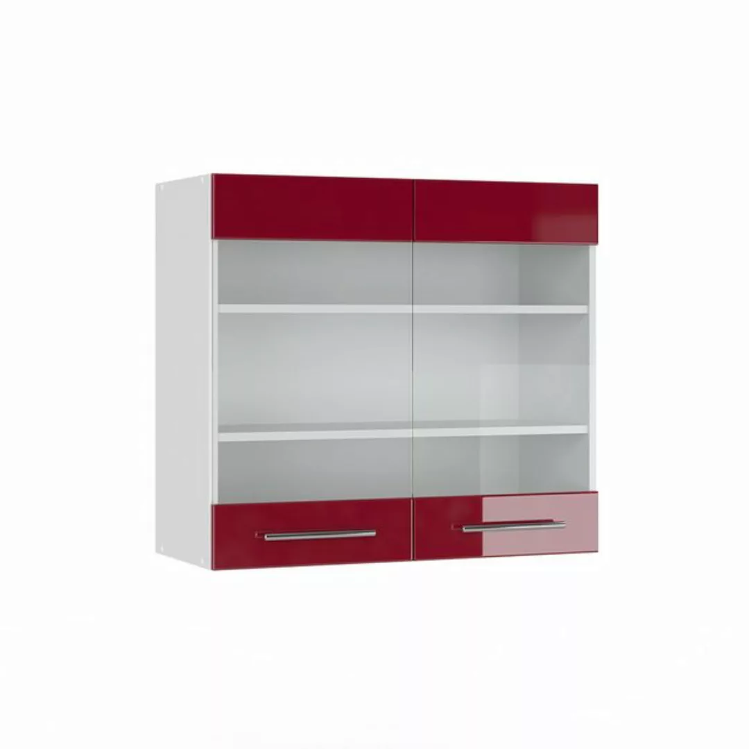 Vicco Hängeglasschrank 80 cm Bordeaux Hochglanz Küchenschrank Hängeschrank günstig online kaufen