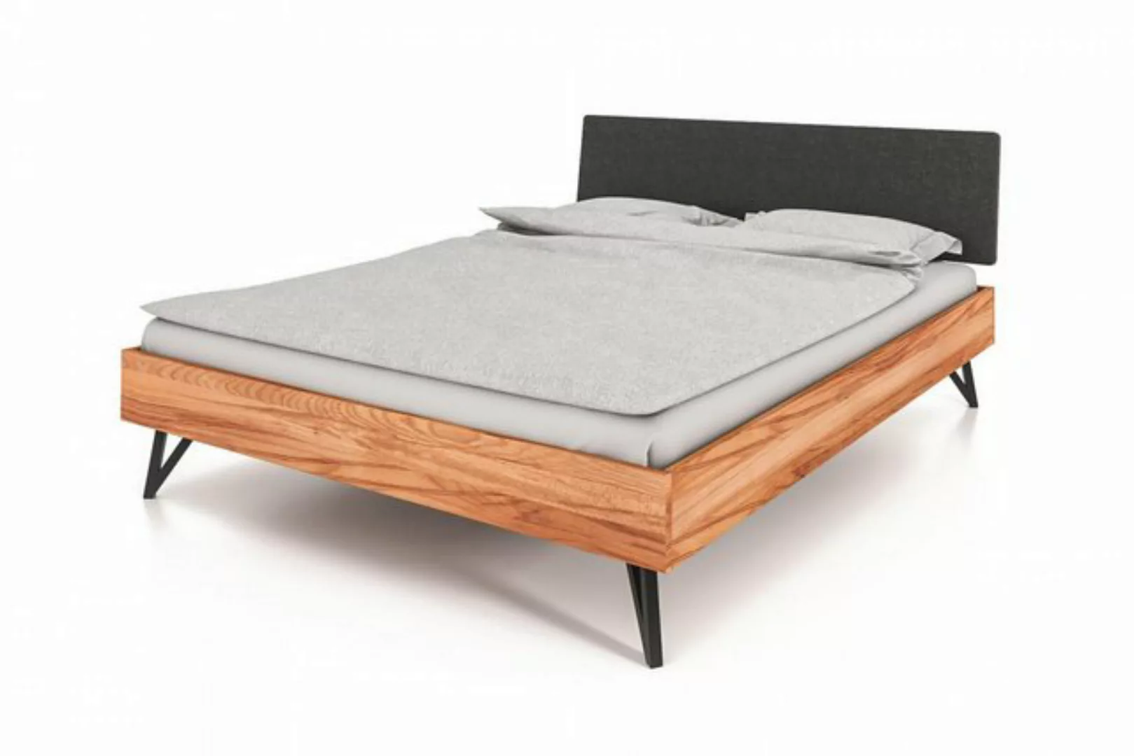 Natur24 Einzelbett Bett Rolo 1 Sonderlänge 80x220 Kernbuche mit Polsterkopf günstig online kaufen