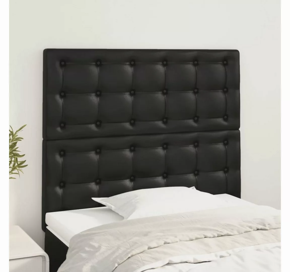 vidaXL Bett, Kopfteile 2 Stk. Schwarz 100x5x78/88 cm Kunstleder günstig online kaufen