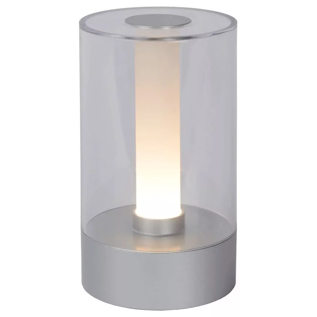 LED Tischleuchte Tribun aus Glas in Silbergrau günstig online kaufen