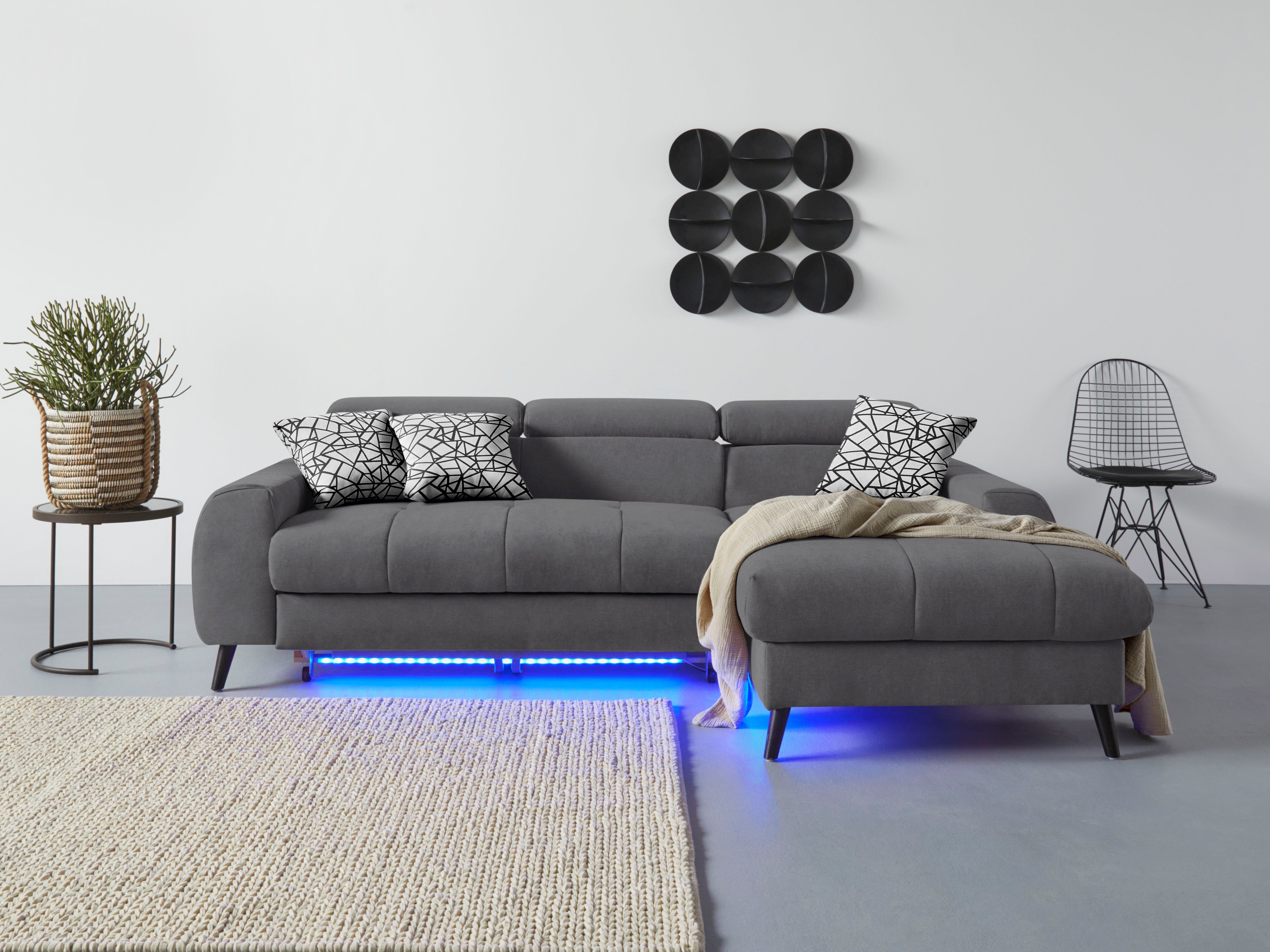 COTTA Ecksofa "Mia L-Form mit 3 Zierkissen", wahlweise mit Bettfunktion, Be günstig online kaufen