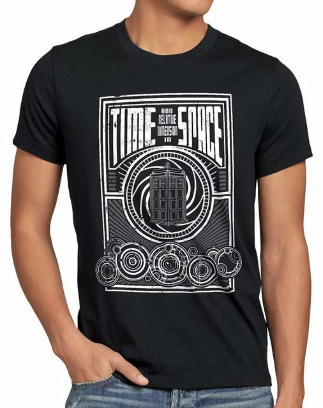 Print-Shirt Herren T-Shirt Time meets Space zeitreise timelord notrufzelle günstig online kaufen